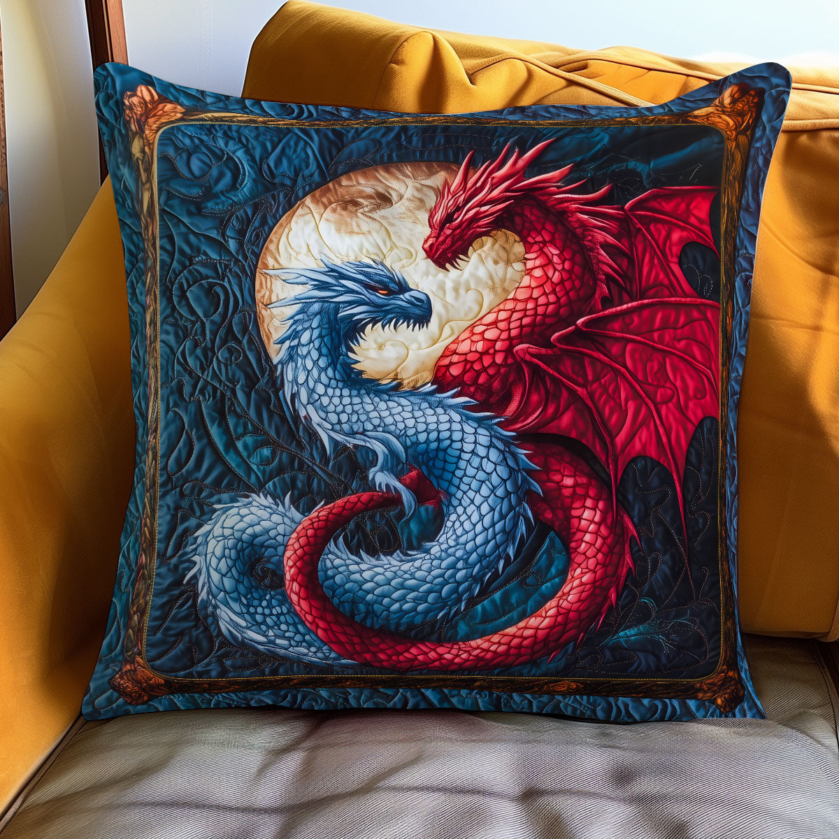 Moonlit Dragon Quilt Pillow Case Meaningful Home Pillow Gift to Show You Care