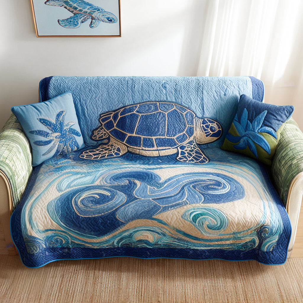 Moonlit Drift Quilted Sofa Cover Home Decor Christmas Presents For Sea Turtle Lovers
