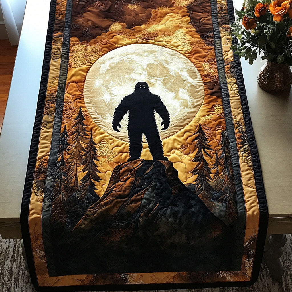 Moonlit Encounter Quilted Table Runner Kitchen Table Decor Bigfoot Gift Items