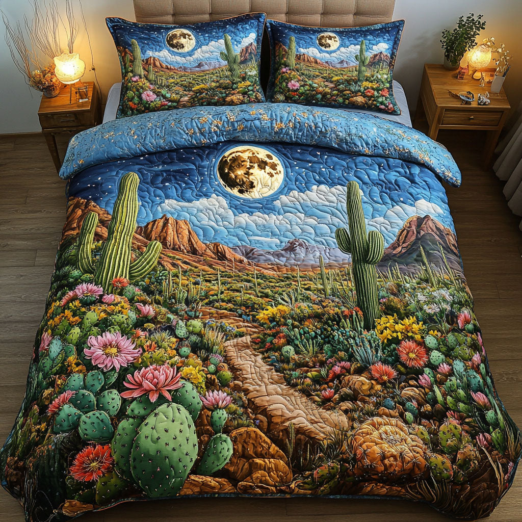 Moonlit Garden Quilted Bedding Set Holiday Duvet Covers Cactus For Birthday Gift