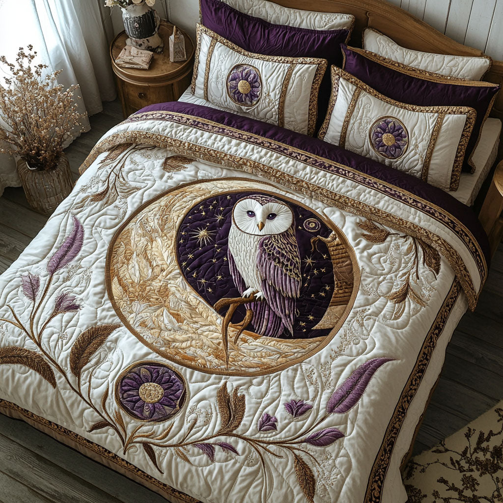 Moonlit Gaze Quilted Bedding Set Trendy Bedding Merch for Modern Homes