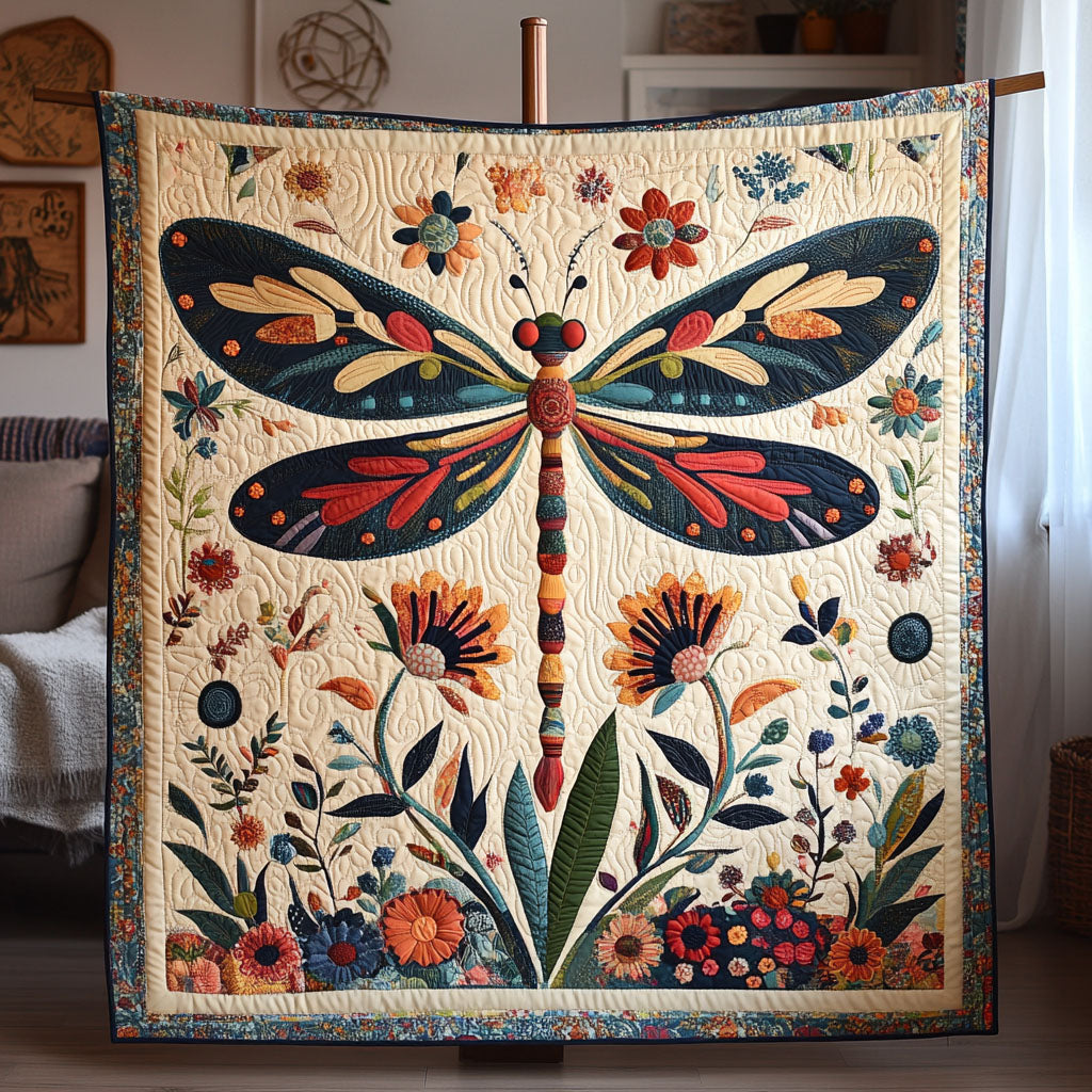 Moonlit Glider Quilted Blanket Xmas Holiday Dragonfly Gift For Adults