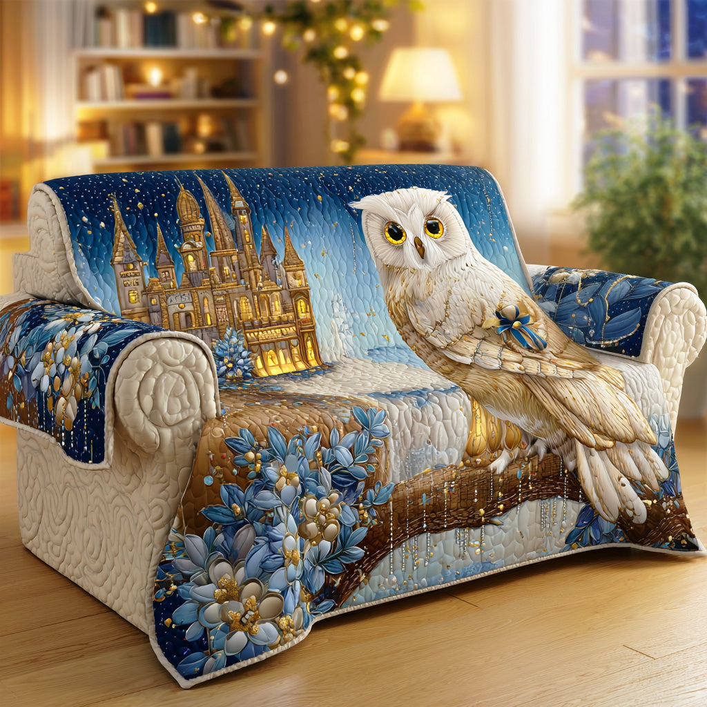 Moonlit Guardian Quilted Sofa Cover Holiday Couch Covers Gift For Owl Lover