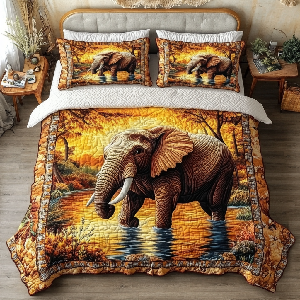 Moonlit Herd Quilted Bedding Set Bedroom Decorations Best Elephant Gift Ideas