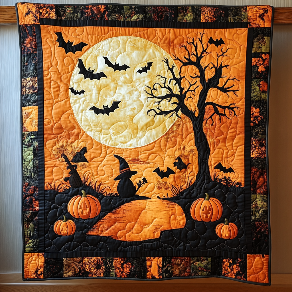 Moonlit Magic Quilted Blanket Halloween Gifts For Adults