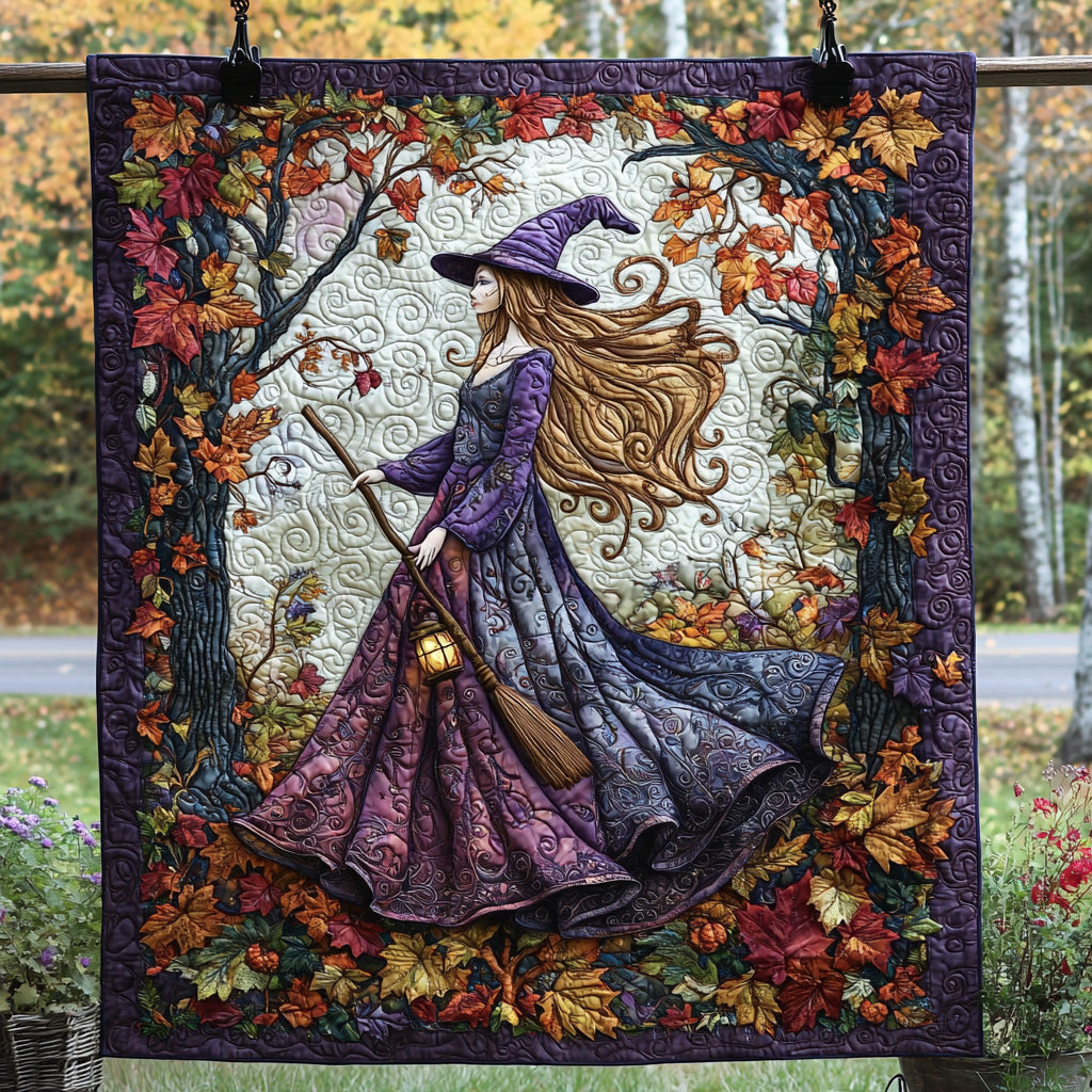 Moonlit Manor Witch Quilted Blanket Vintage Halloween Blanket Halloween Wedding Gifts