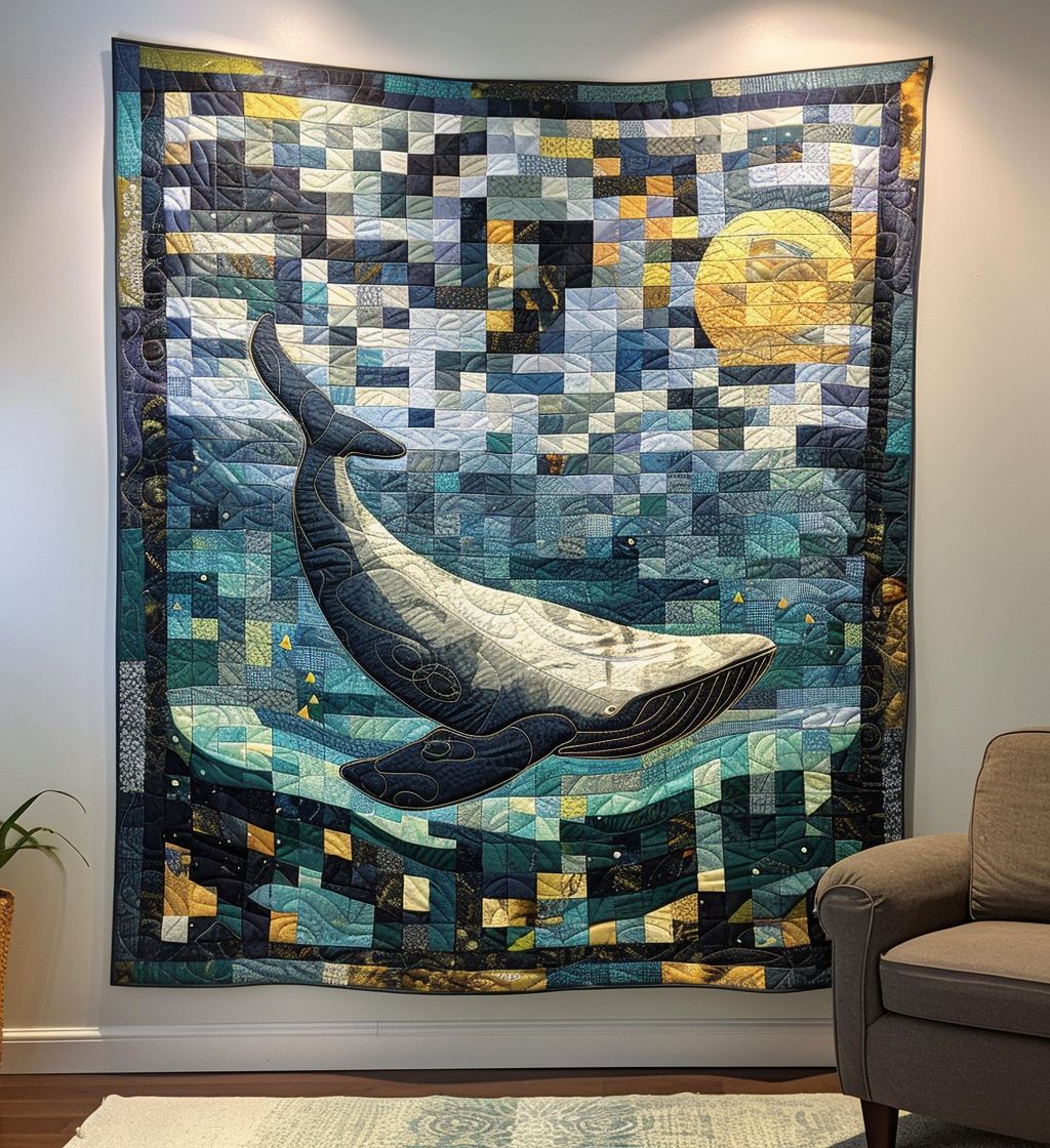 Moonlit Marine Quilted Blanket Whale Gifts For Adults