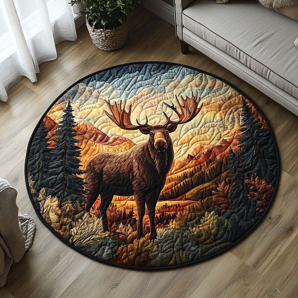 Moonlit Moose Quilted Round Mat Door Entrance Decor Velvet Tree Skirt