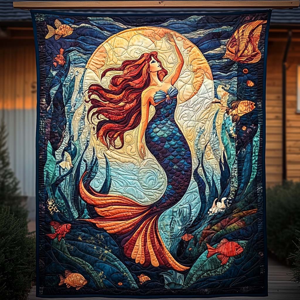 Moonlit Ocean Beauty Quilted Blanket Christmas Blanket Gift