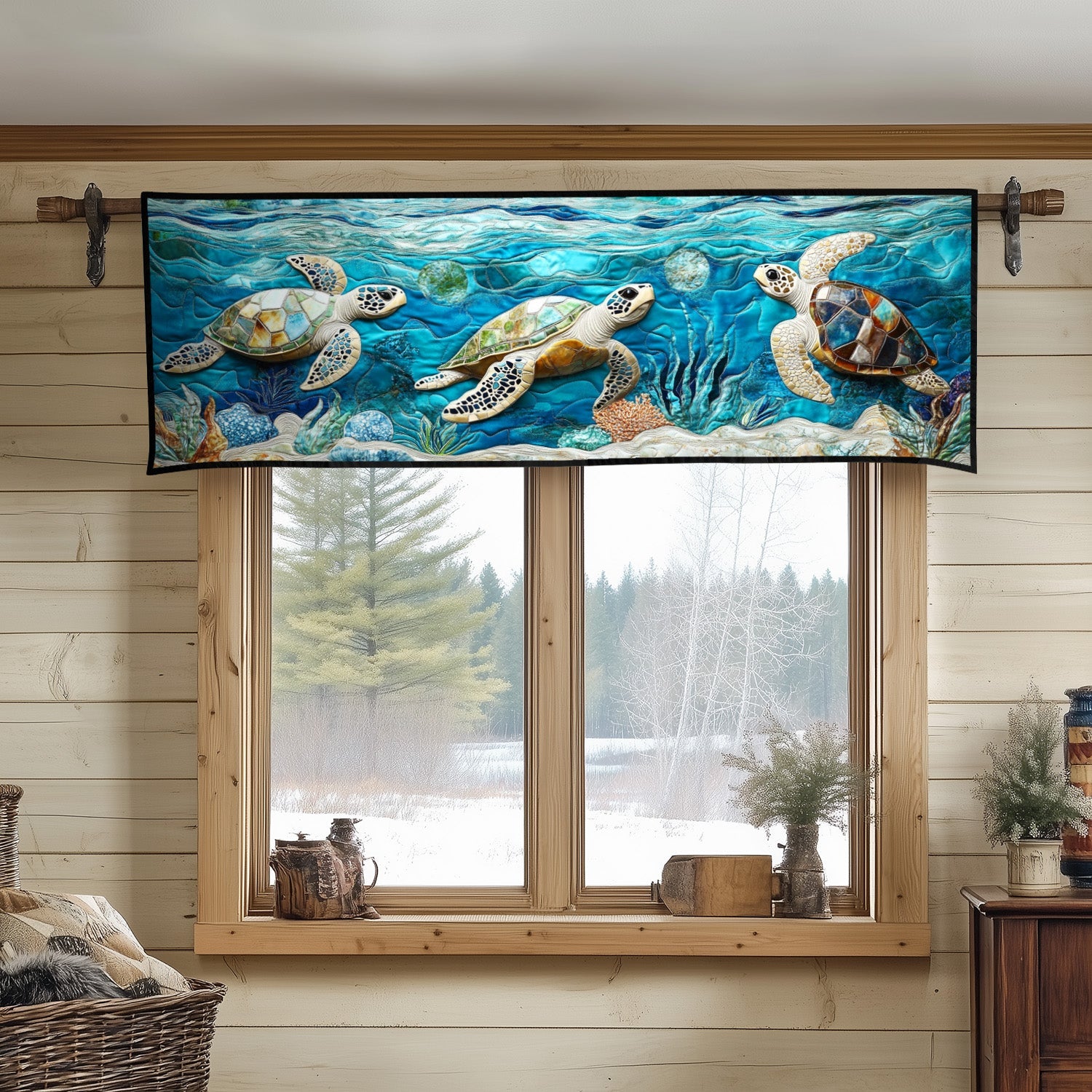 Moonlit Ocean Dance Quilted Valance Dining Table Decor Turtle Themed Gifts For Adults