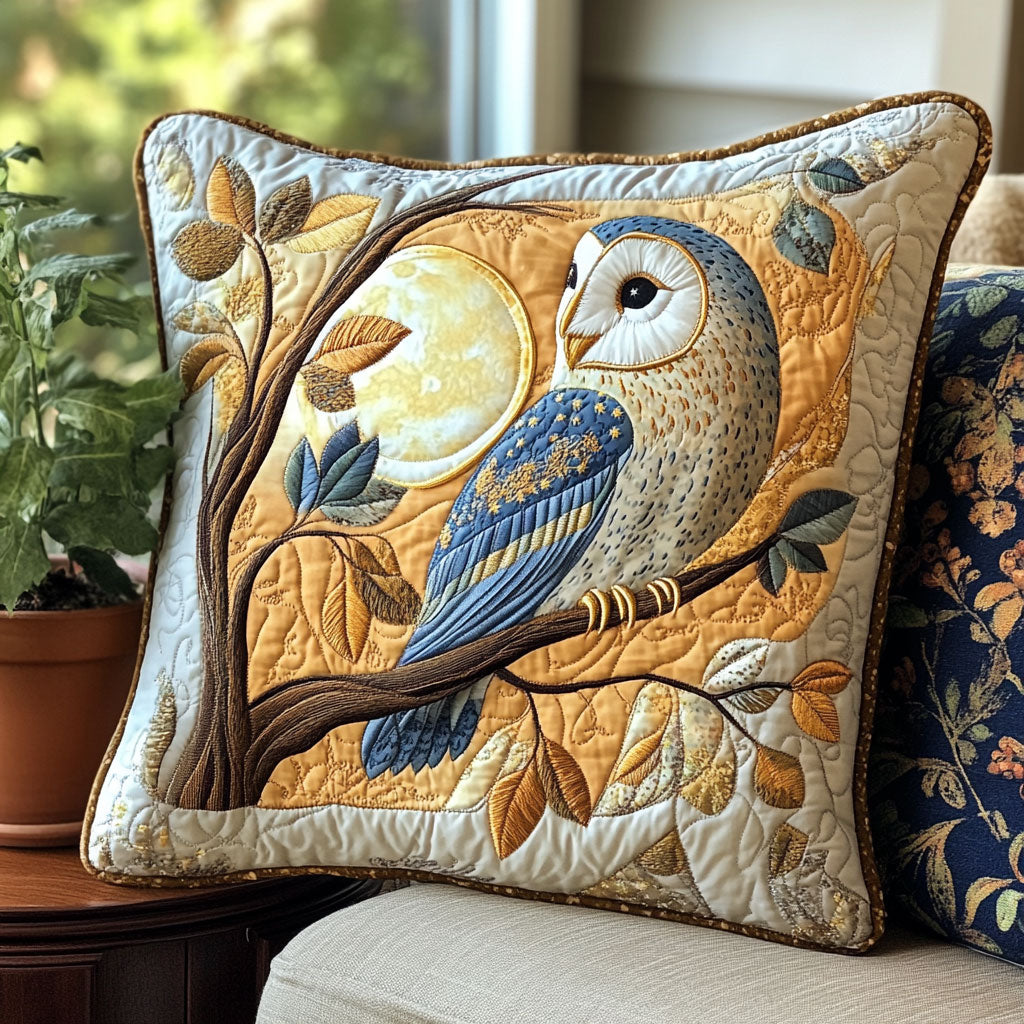 Moonlit Owl Quilt Pillow Case Perfect Home Decor Gift with Premium Pillowcases
