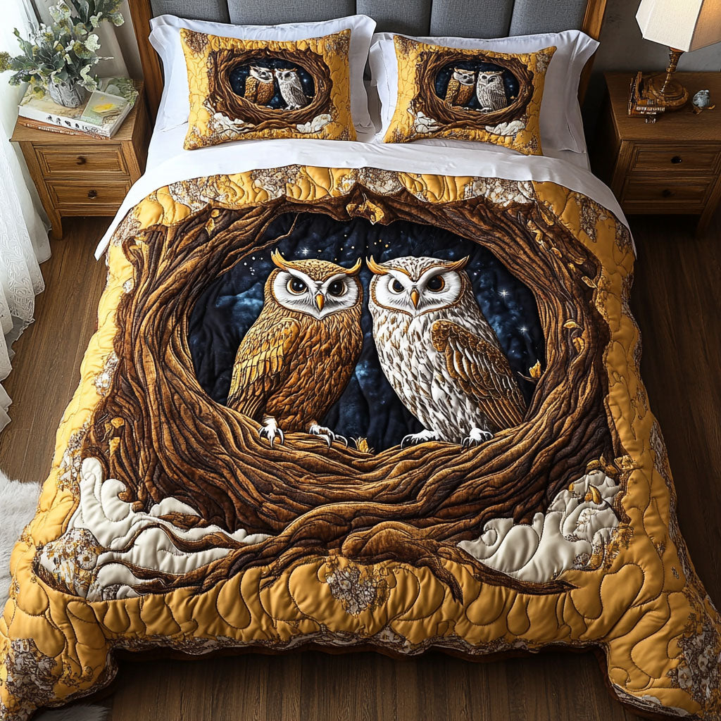 Moonlit Owls Quilted Bedding Set Unique Bed Sheet Set Owl Gifts For Women