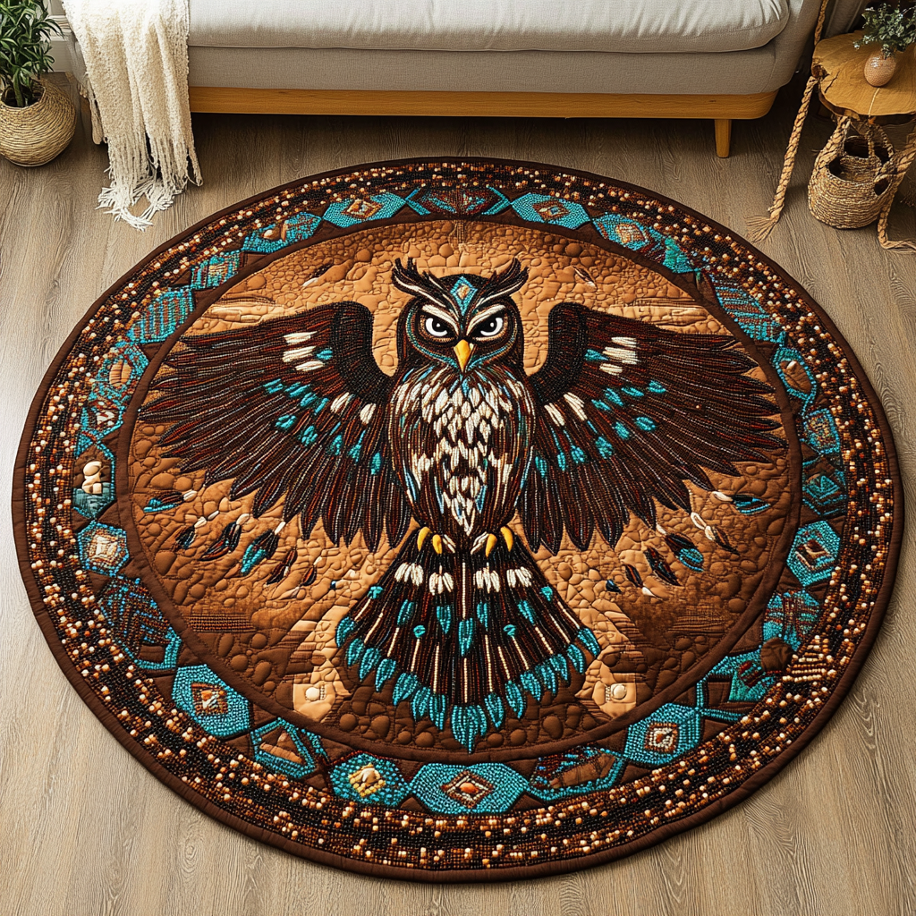 Moonlit Quilted Round Mat Entry Way Ideas Owl Theme Gifts