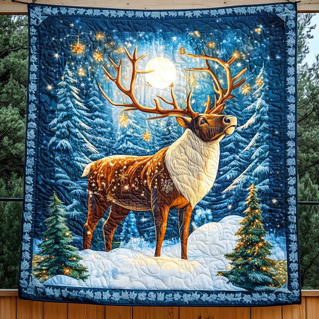 Moonlit Reindeer Magic Quilted Blanket Reindeer Christmas Presents