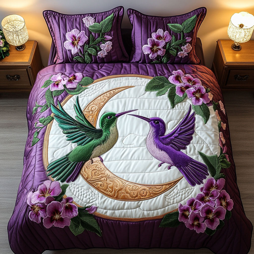 Moonlit Romance Quilted Bedding Set Christmas Bedding Ideas Birthday Presents For Hummingbird Lovers