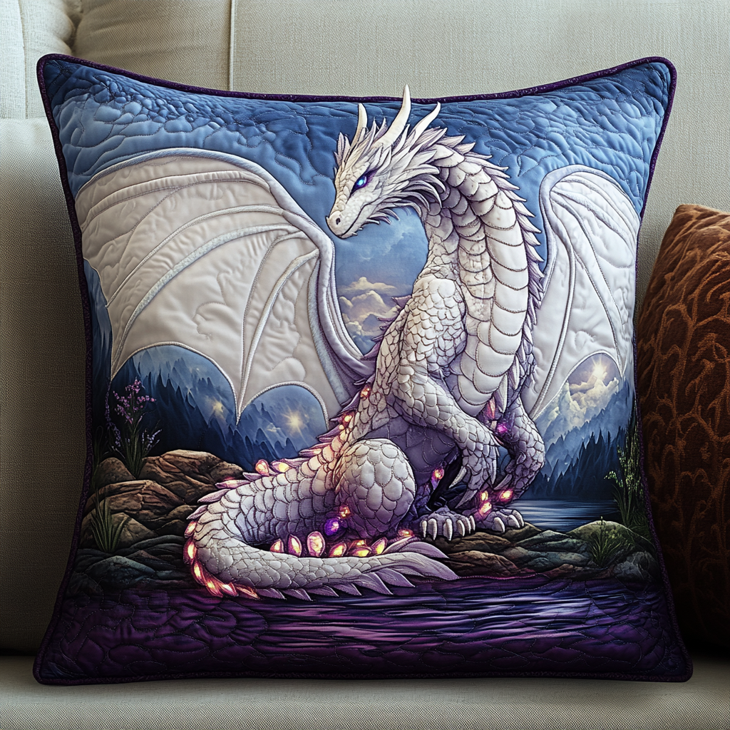 Moonlit Serpent Quilted Pillow Case Christmas Pillow Cover for Couch