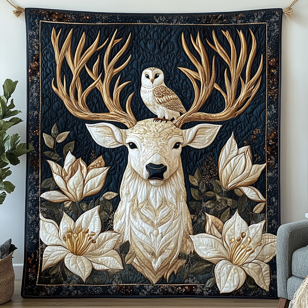 Moonlit Spirits Quilted Blanket Cute Cozy BlanketBest Gifts For Owl Lovers