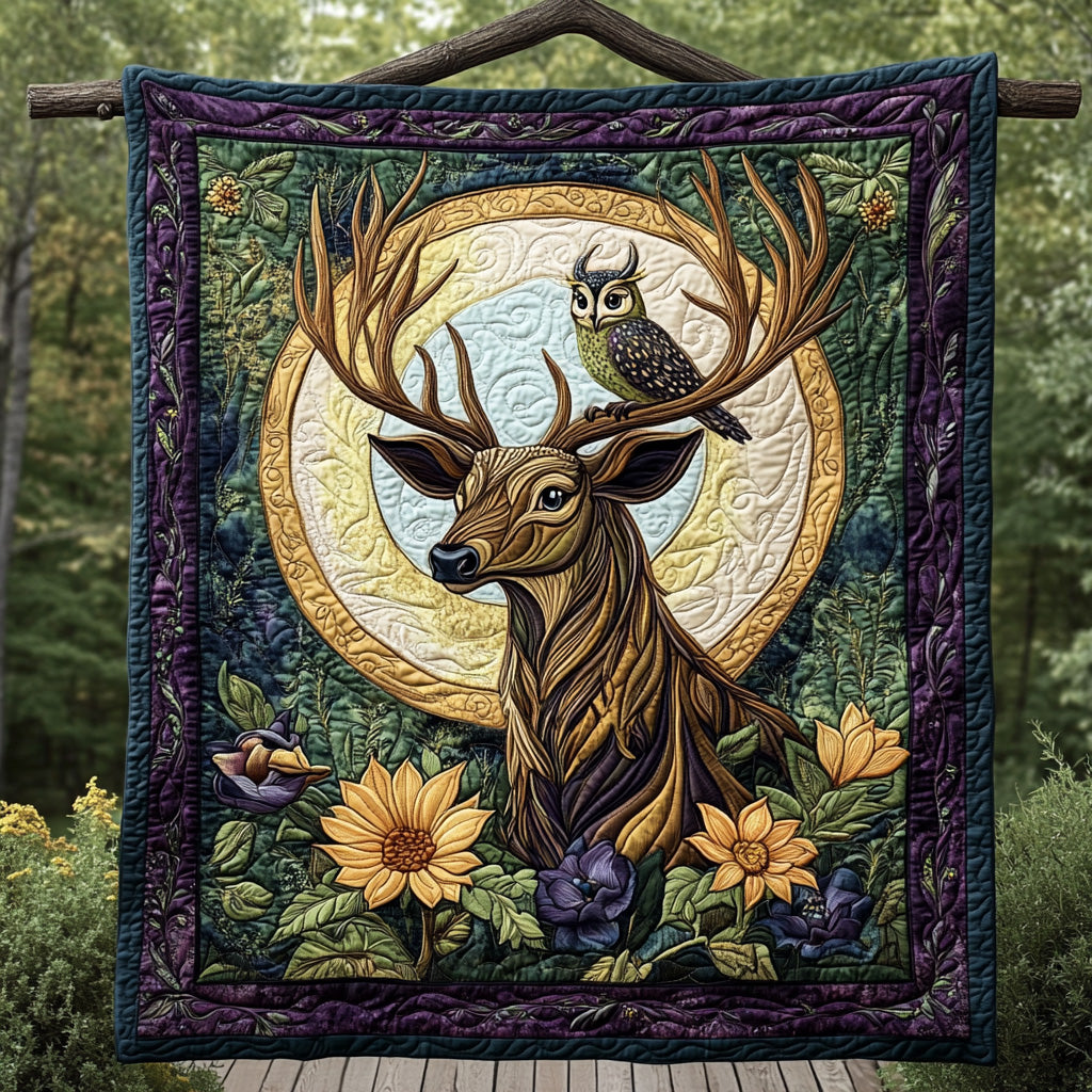 Moonlit Spirits Quilted Blanket Cute Cozy BlanketGifts With Owls On Them