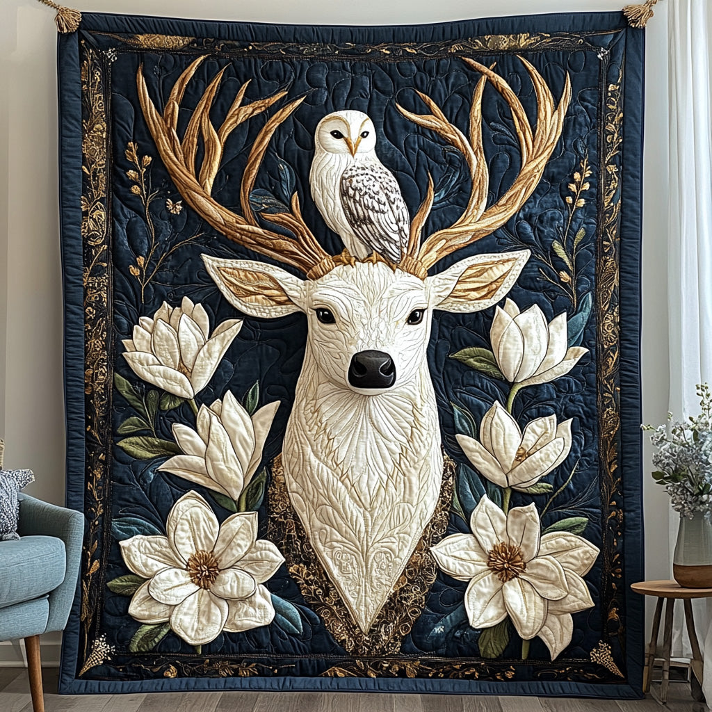 Moonlit Spirits Quilted Blanket Cute Cozy BlanketOwl Gifts For Men Christmas