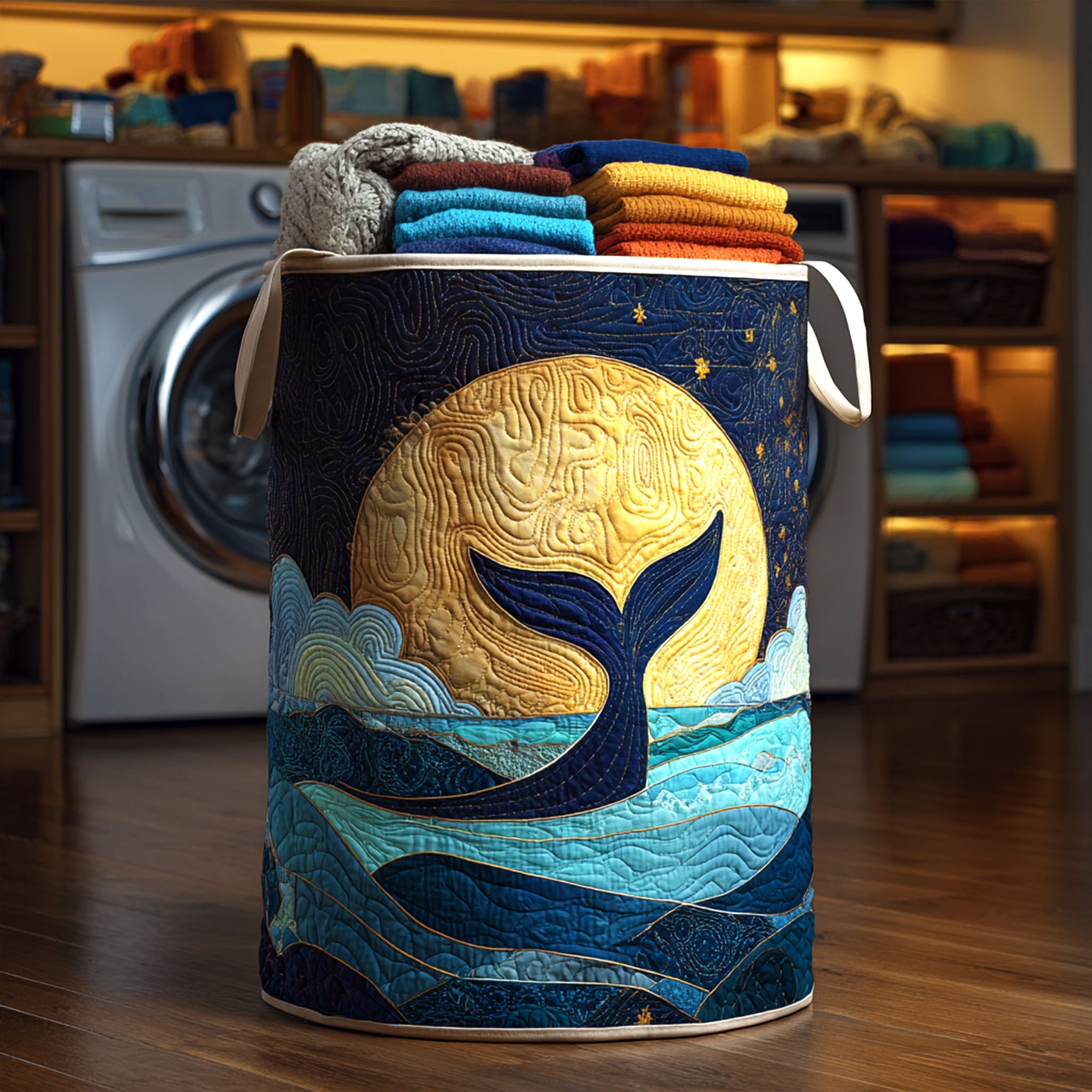 Moonlit Tail Quilted Laundry Basket Easter Merch Gift