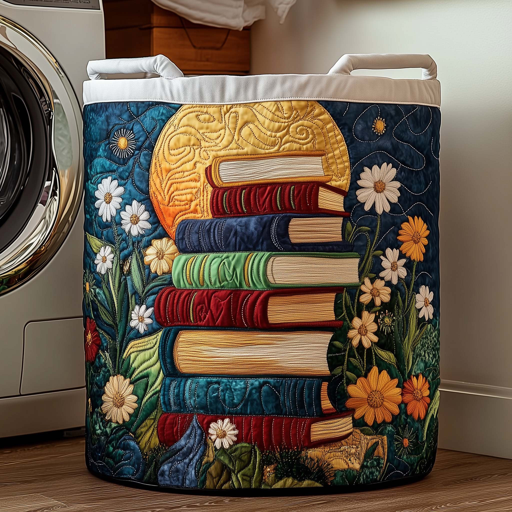 Moonlit Tales Quilted Laundry Basket Decorative Laundry Basket Bookworms Presents