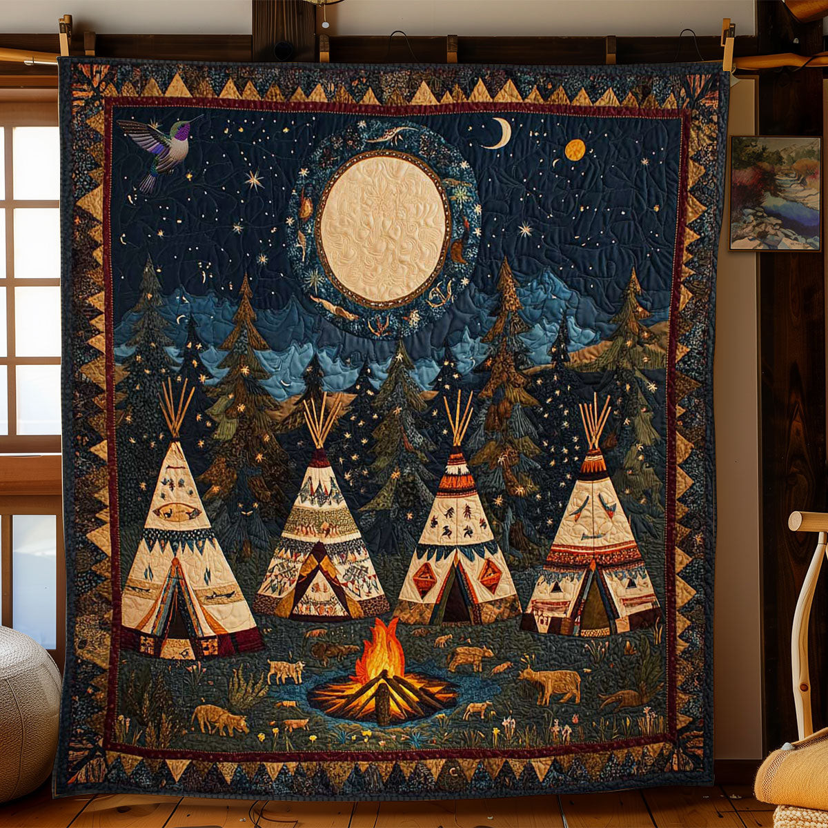 Moonlit Teepees Holiday Xmas Quilt Blanket Cute Christmas Gifts For Girlfriend