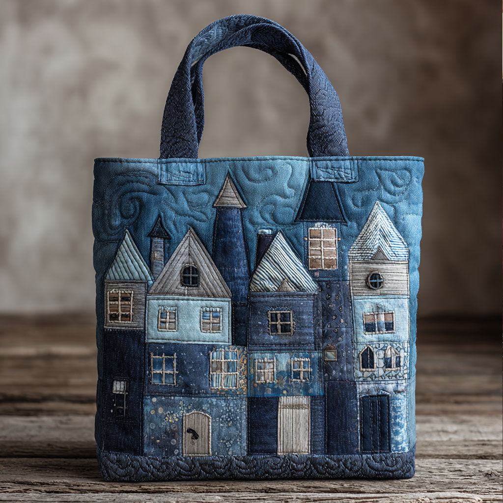 Moonlit Town Quilted Tote Bag Christmas Gift Baskets For Families