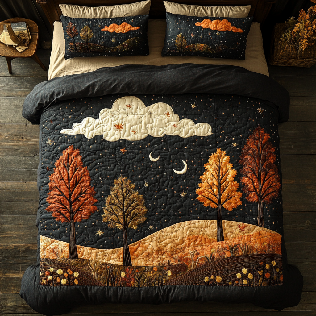 Moonlit Trees Quilted Bedding Set Forest Bedroom Ideas Secret Santa Gifts