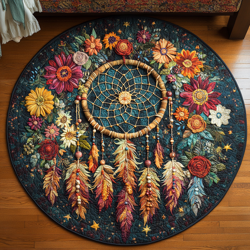 Moonlit Visions Quilted Round Mat Outdoor Entryway Decor Best Christmas Gifts For Your Wife