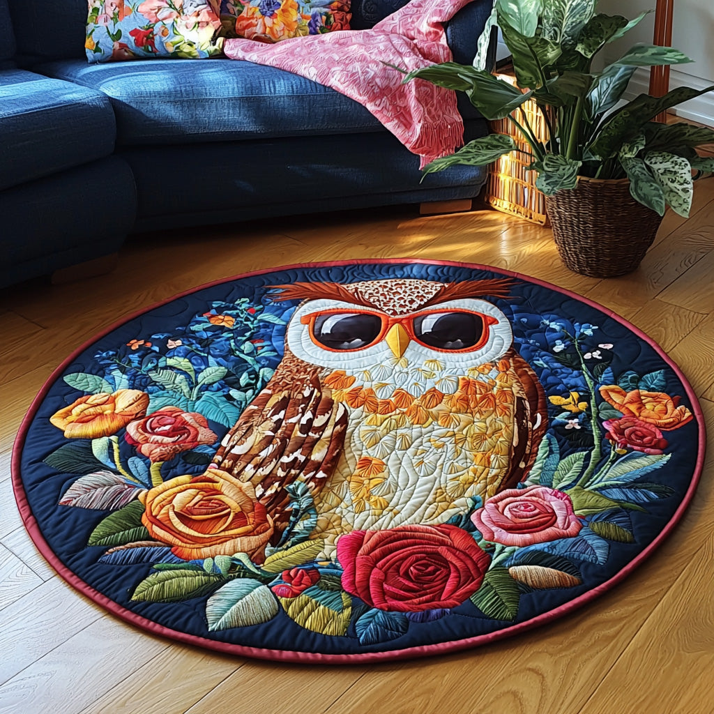 Moonlit Wings Quilted Round Mat Entryway Christmas Decor Ideas Owl Lovers