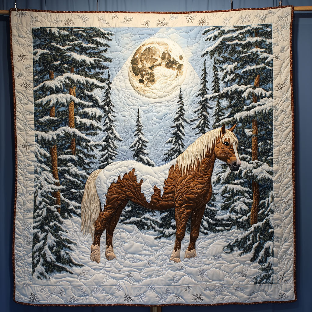 Moonlit Winter Horse Quilt Blanket King Blanket Family Christmas Presents