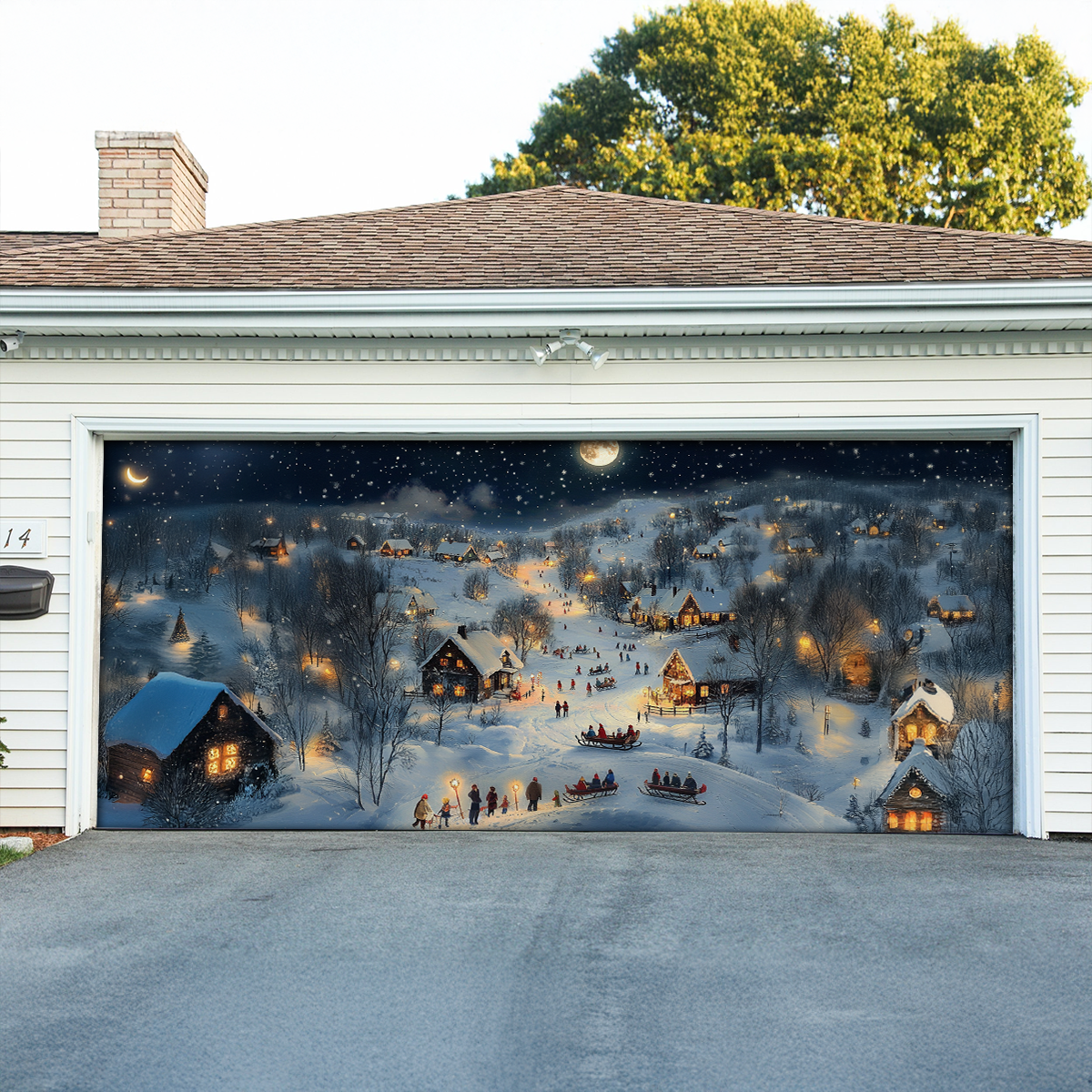 Moonlit Winter Village Christmas Garage Door Banner Christmas Decor Unique Xmas Presents
