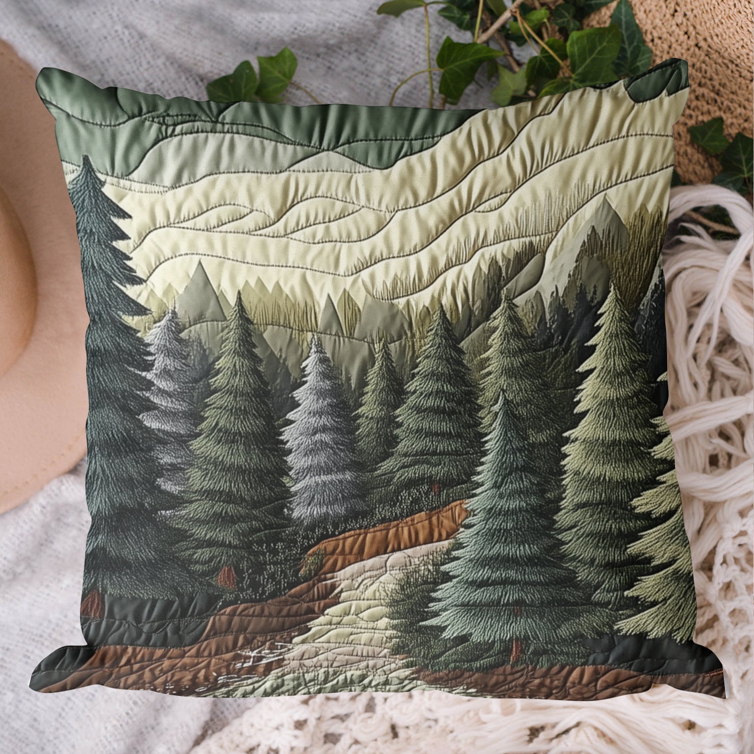 Moonlit Woods Quilted Pillow Case Throw Pillow Covers Gift For Nature Lovers