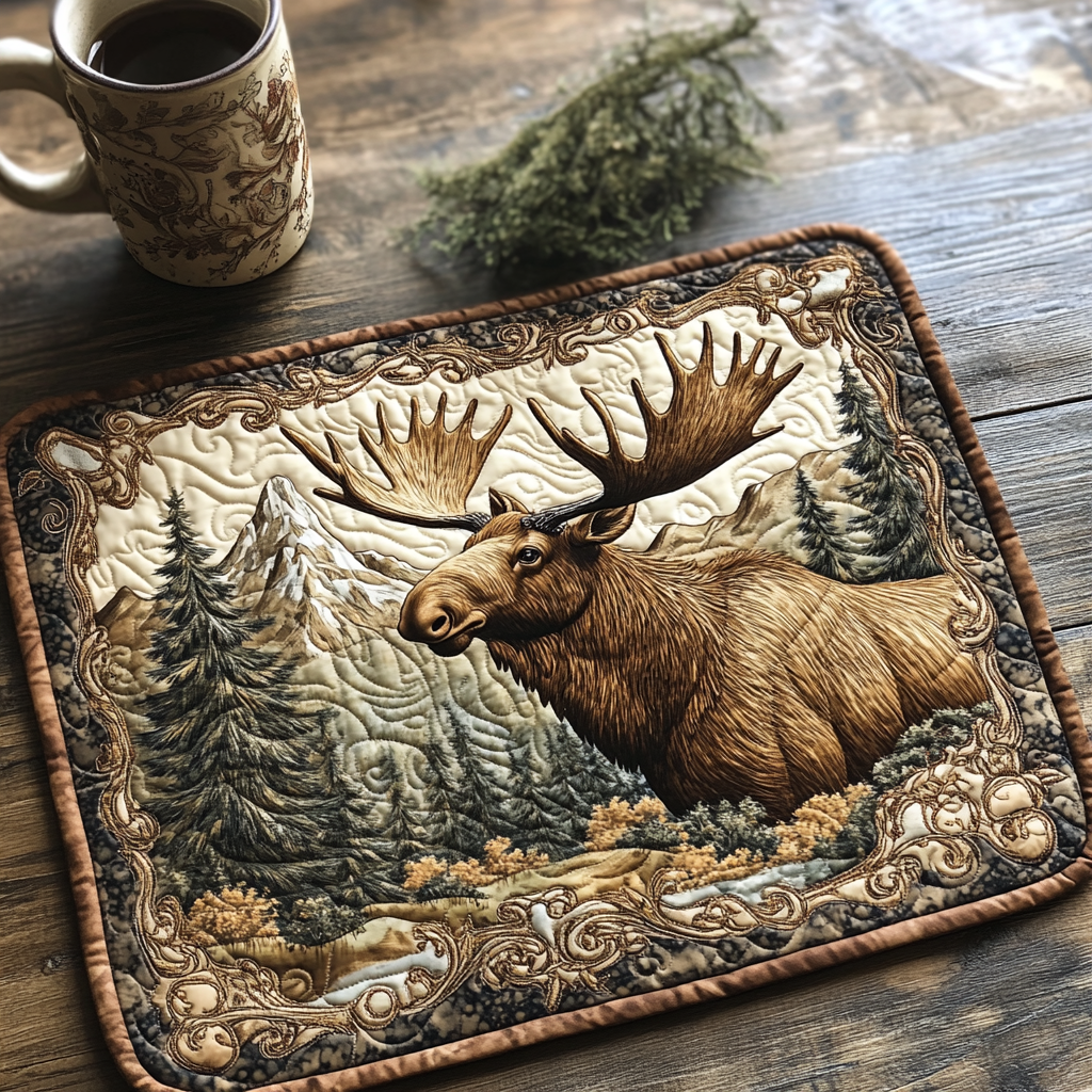 Moose Charm Quilted Place Mat Christmas House Decor Gifts For Forest Lovers