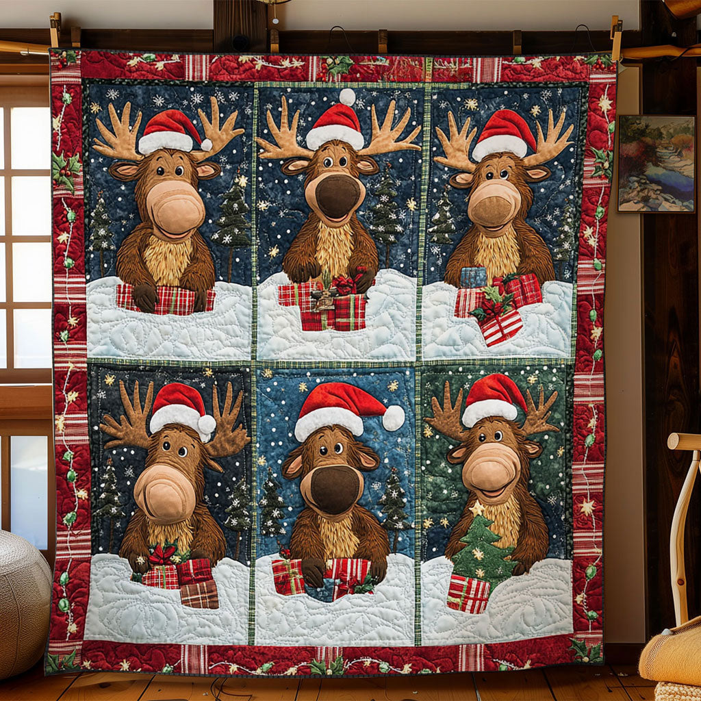 Moose Christmas Dream Quilt Elegant Quilt Blanket Gift for Housewarming