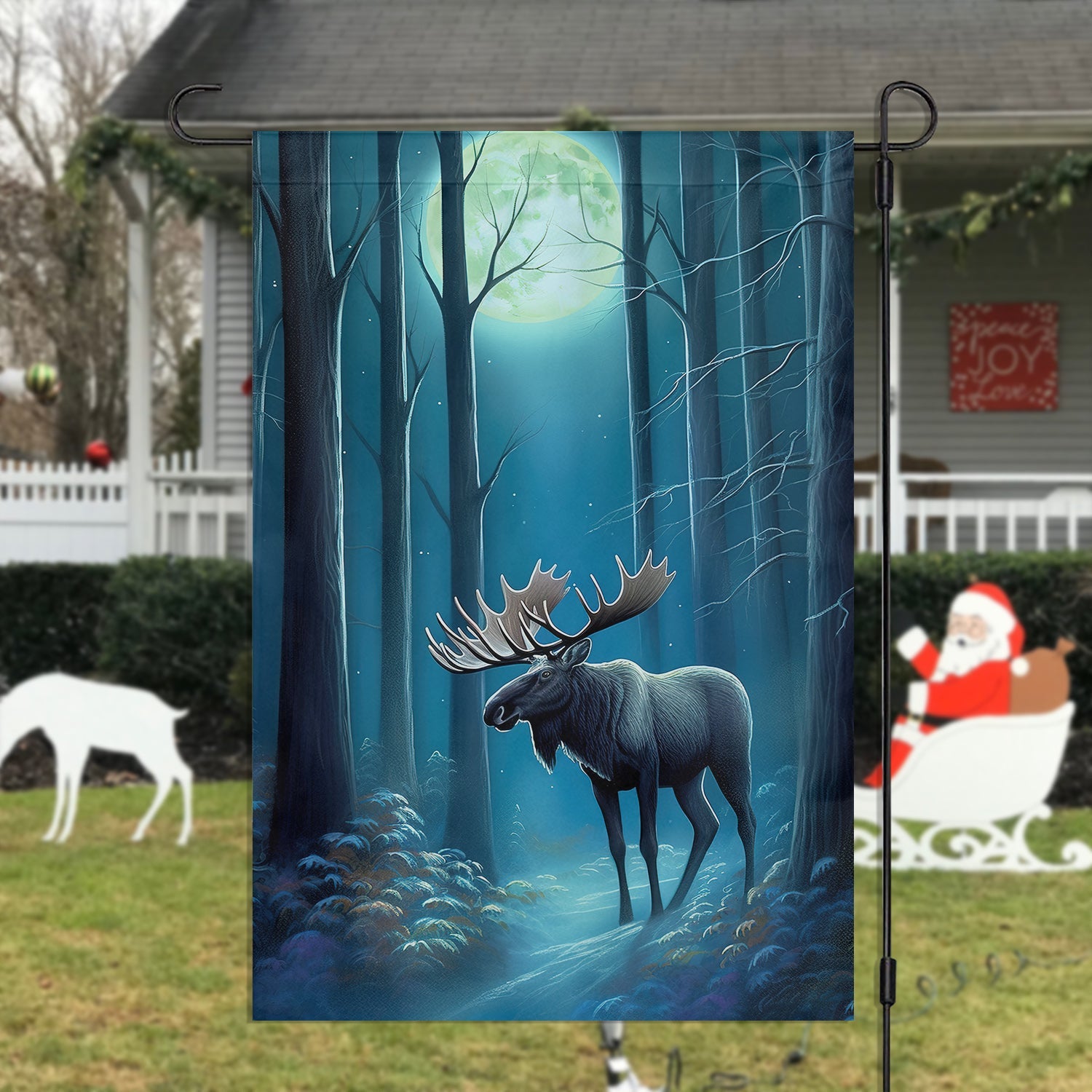 Moose In The Forest Moose Xmas Garden Flag Christmas Decor Gift For Moose Lovers