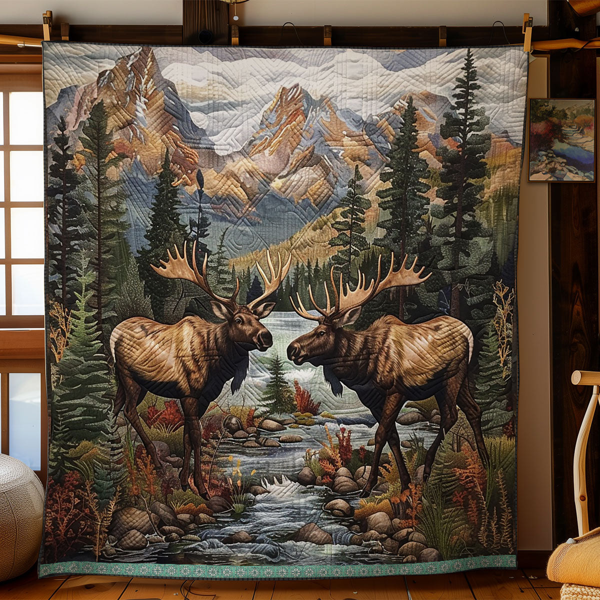 Moose In The Quiet Forest Quilt Blanket Best Throw Blanket Gifts For Mom Who Has Everything