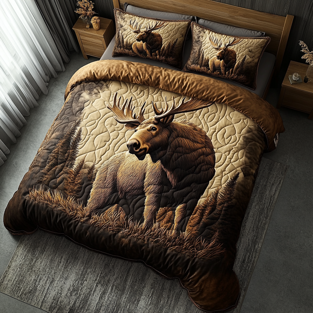 Moose Peak Quilted Bedding Set Bedroom Decor Ideas Best Gifts For Hippie Boyfriend