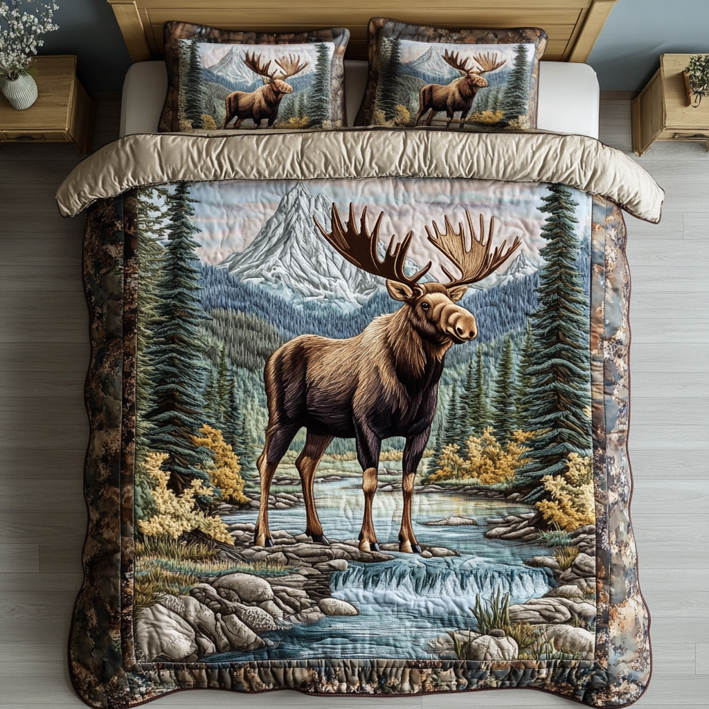 Moose Ridge Quilted Bedding Set Bed Decor Moose Items Gifts