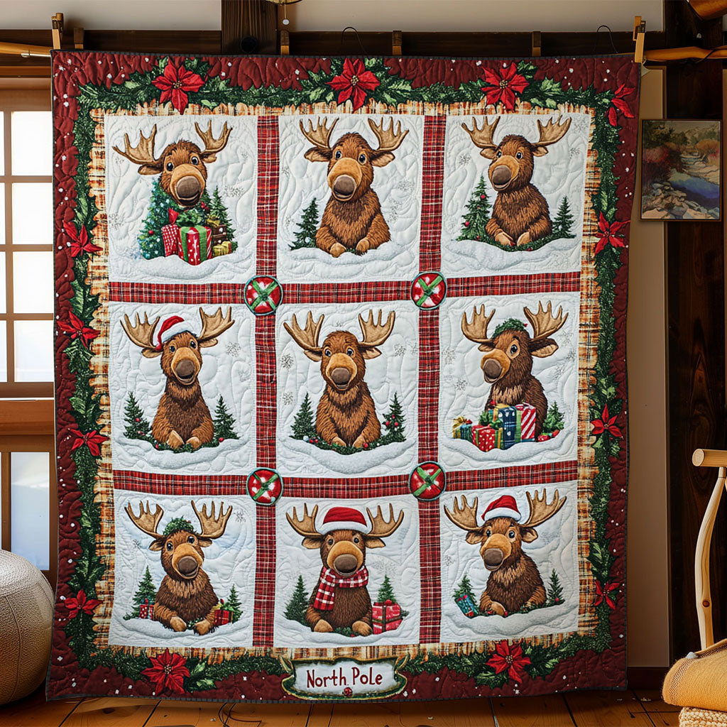 Moose Silent Night Quilt Warm and Stylish Quilt Blanket for Winter Nights