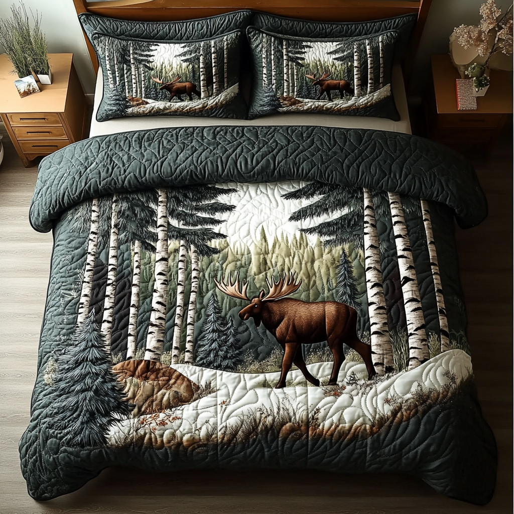 Moose Tracks Quilted Bedding Set Bed Decorations Unique Moose Gifts