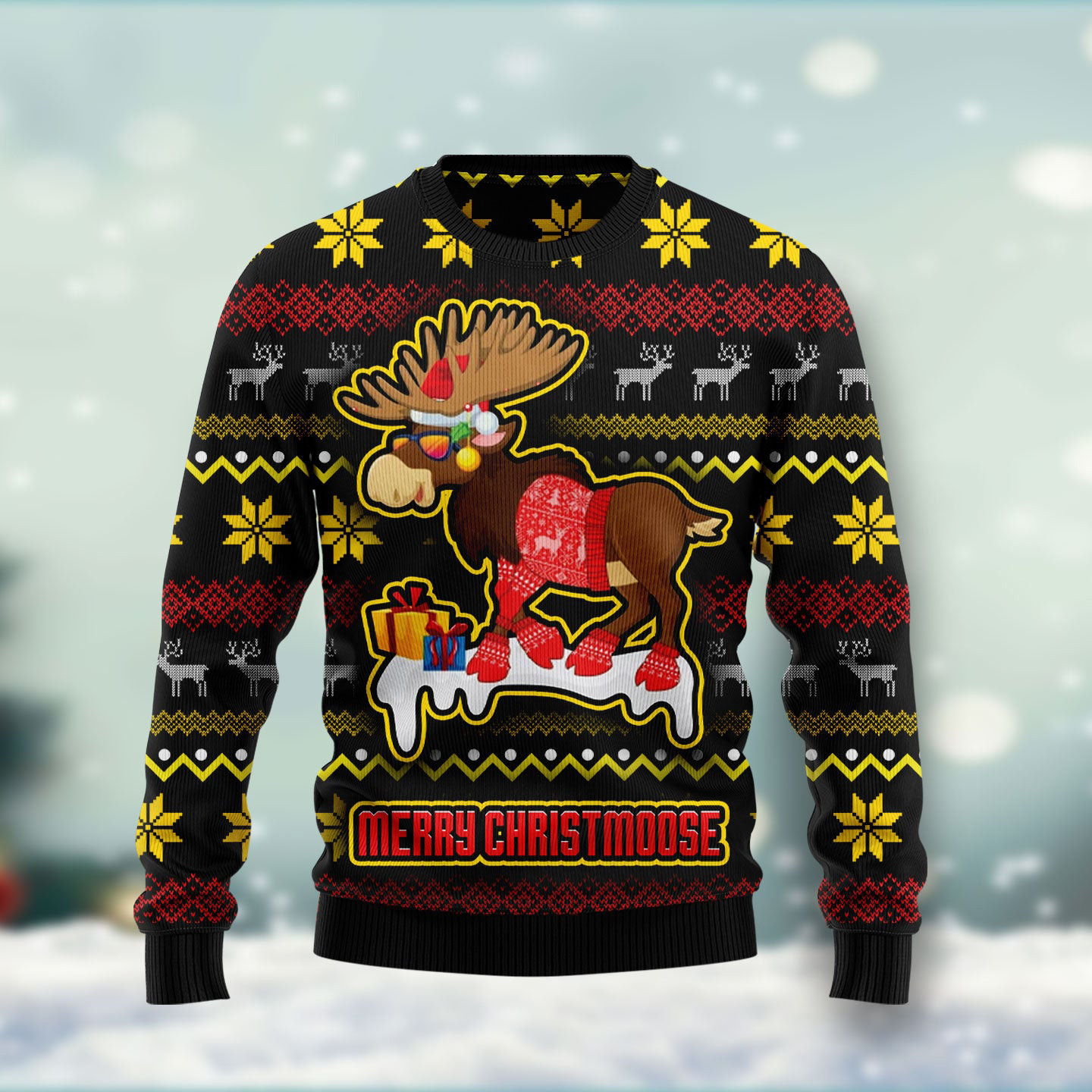 Moose Ugly Christmas Sweater Merry Christmoose Winter Clothing Xmas Gifts