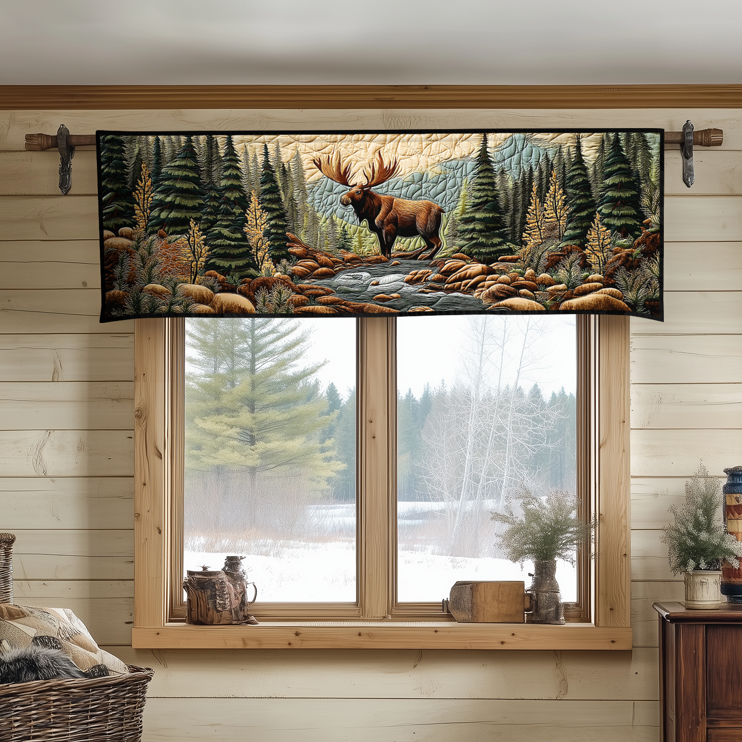 Moose Valley Quilted Valance Entryway Decor Moose Gift Ideas