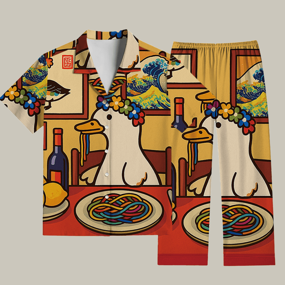 More Spaghetti Less Upsetti Goose Pajama Set Funny Xmas Clothes Christmas Gifts For Wife