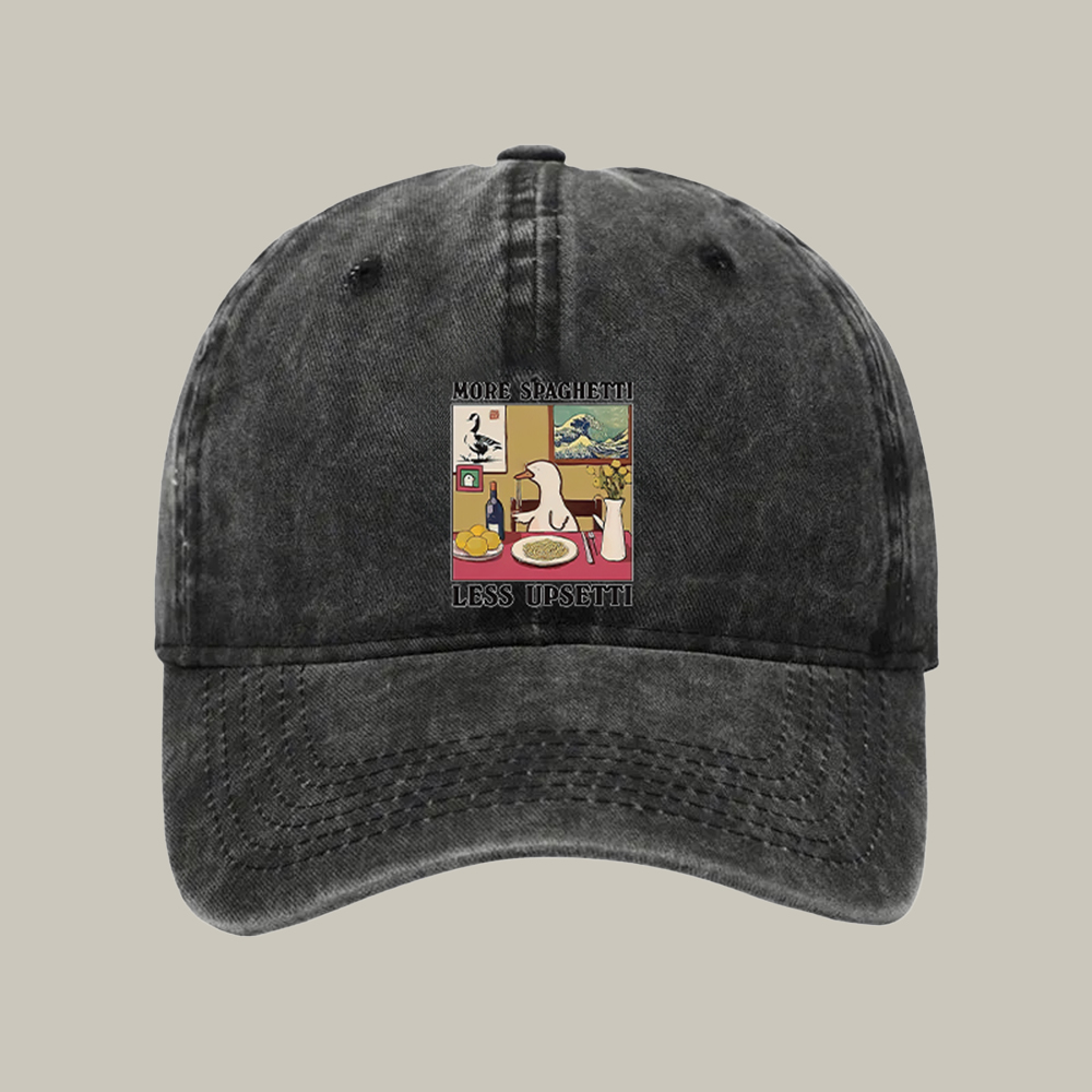 More Spaghetti Less Upsetti Goose Washed Cap Funny Ball Caps Christmas Gift For Girlfriend