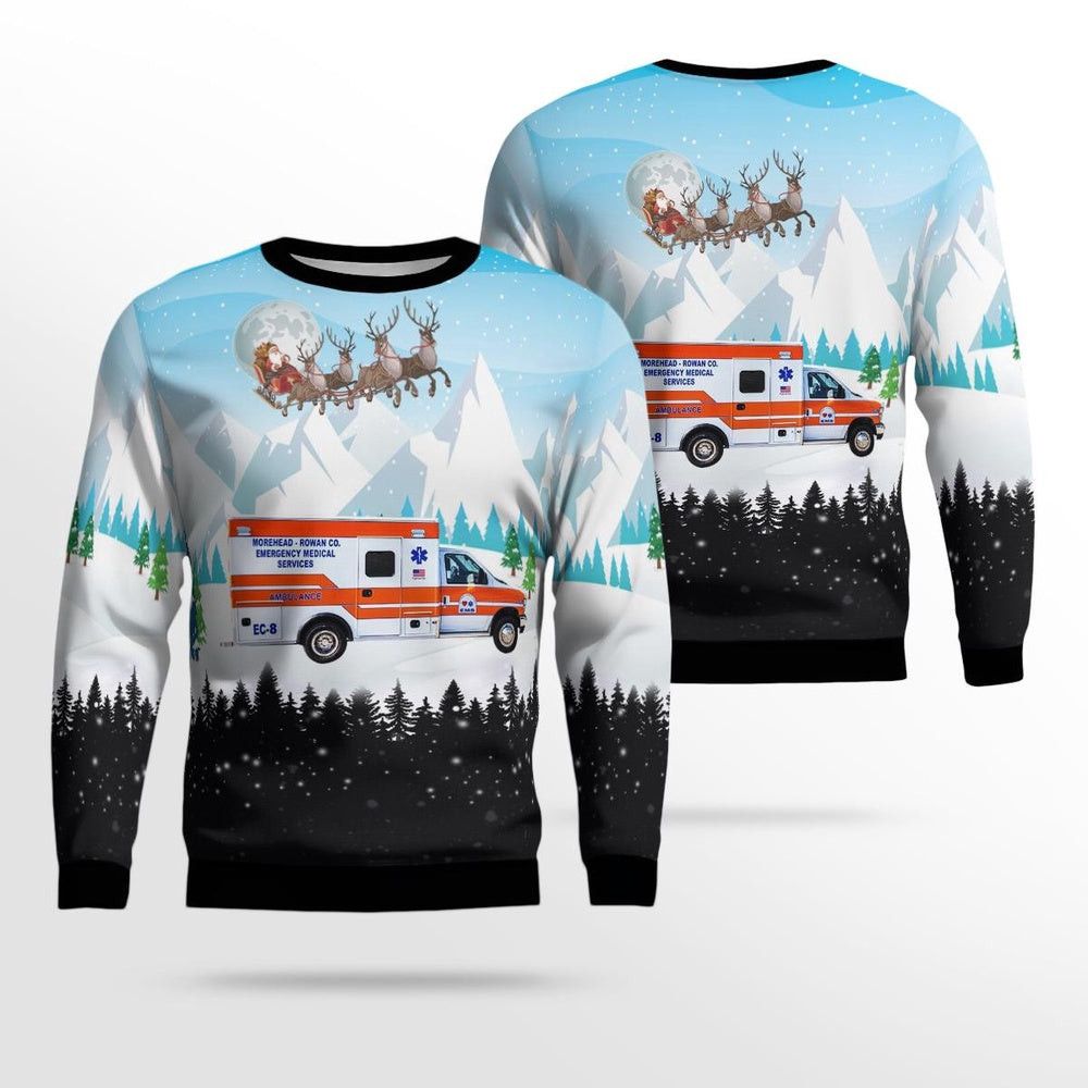 Morehead Kentucky Morehead-Rowan County EMS AOP Ugly Sweater Christmas Unisex Sweaters Gift For Christmas