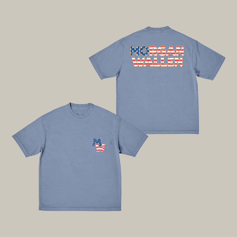 Morgan Wallen American Flag Letters T-Shirt Music Concert Tee Morgan Wallen Lover Gift Idea