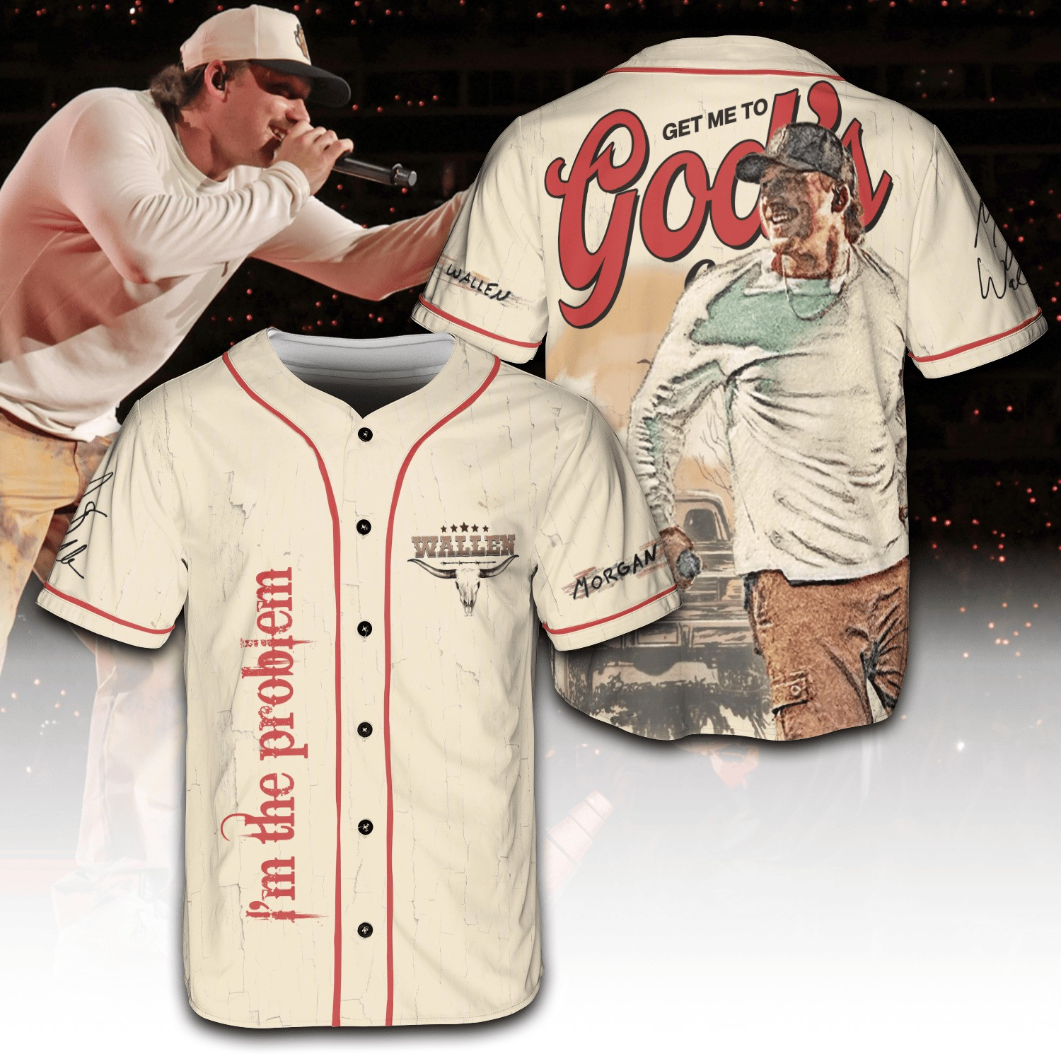 Morgan Wallen Get Me To God's Country Baseball Jersey Thoughtful Music Tour Merch Morgan Wallen Shirt