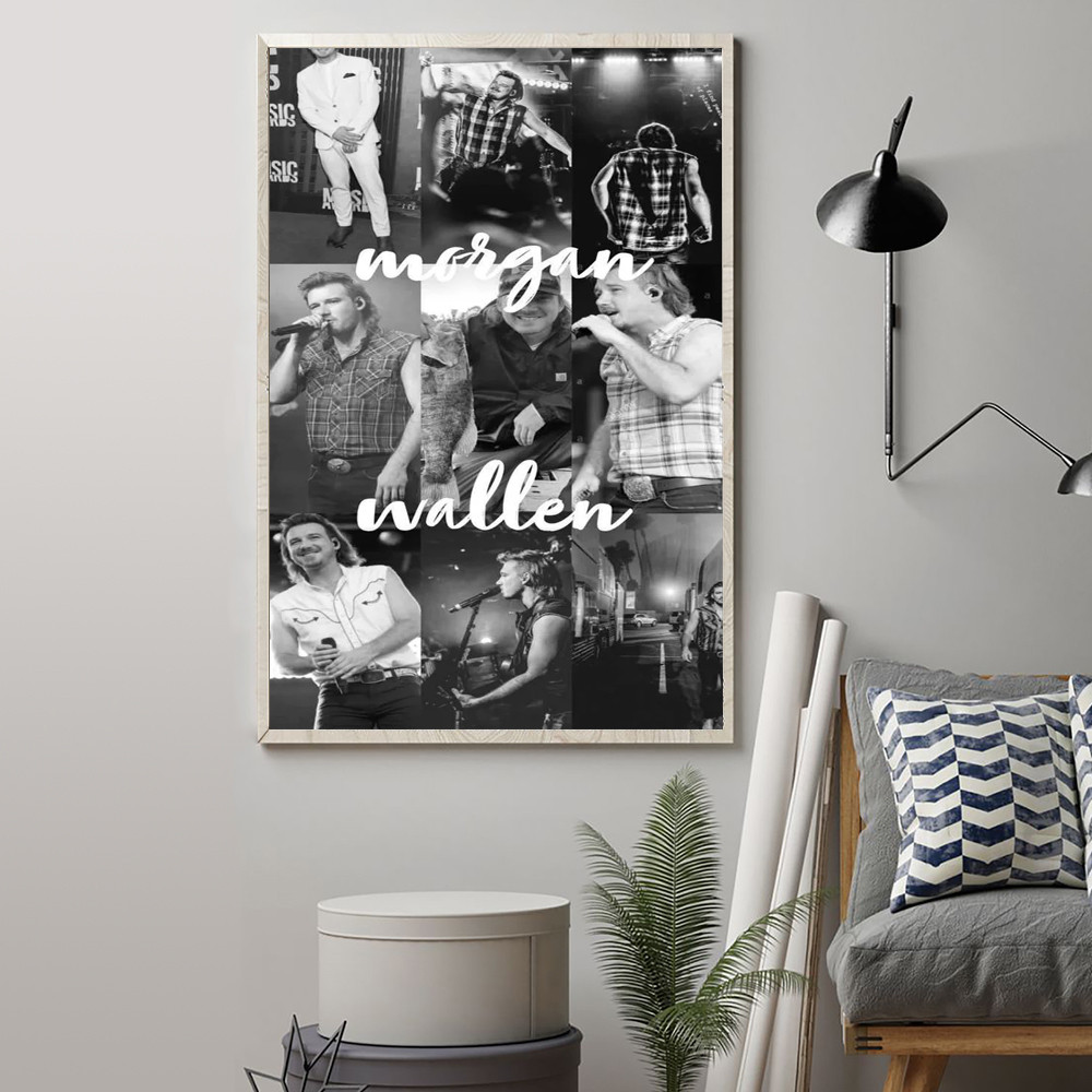 Morgan Wallen Live Performance Poster Black And White Country Music Star