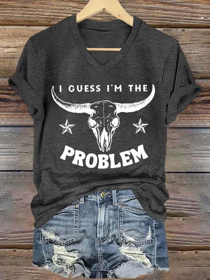 Morgan Wallen Merch I Guess I'm The Problem V-Neck Shirt Cool Gifts For Sisters